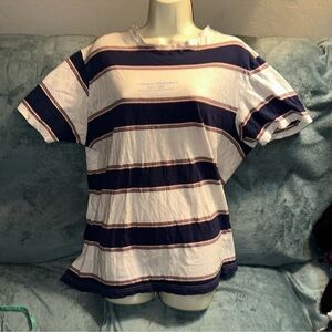 Denim & flower Ricky Singh USA XL Striped cream blue pink T-Shirt